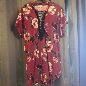 Love J Maroon Flower Dress